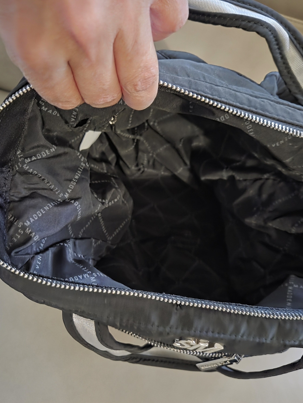 Steve Madden Black Quilted Laptop Tote